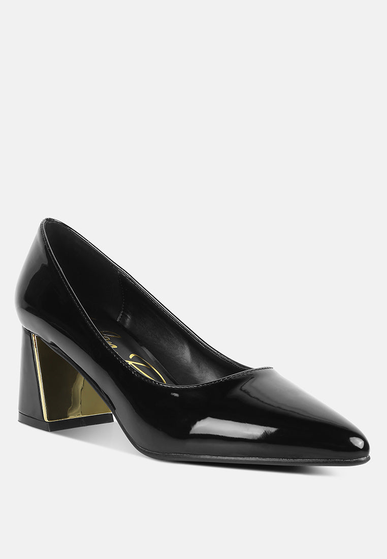 zaila metallic accent block heel pumps by ruw#color_black