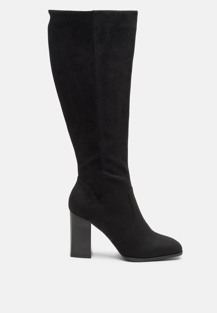 zilly knee high faux suede boots#color_black