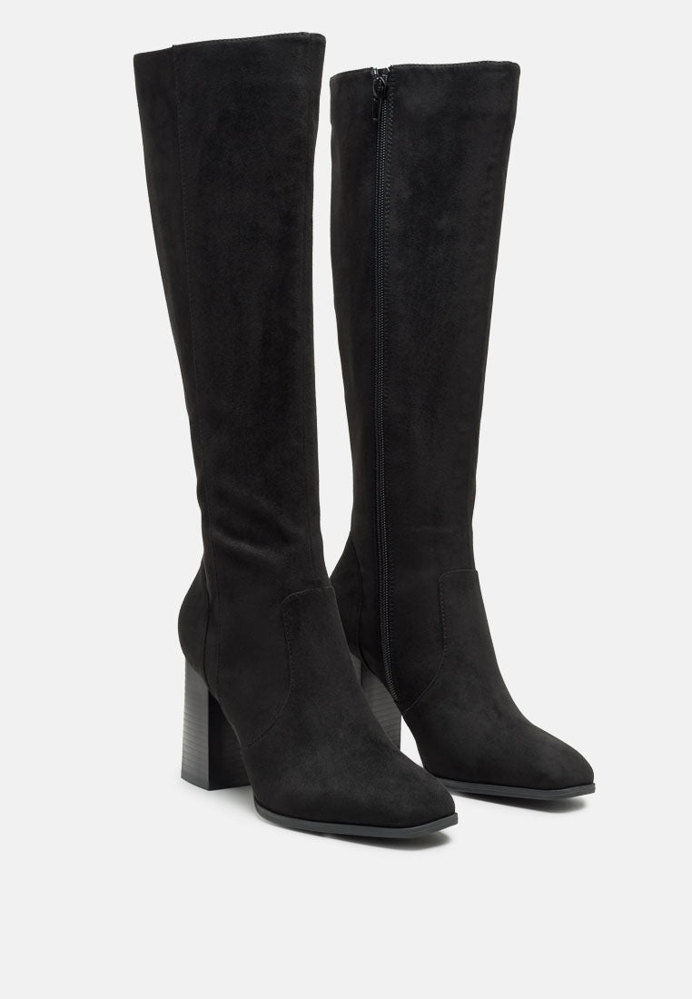 zilly knee high faux suede boots#color_black