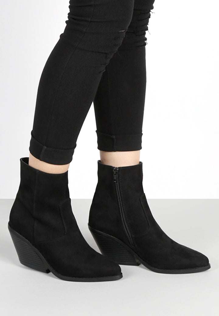 zipper ankle boots#color_black