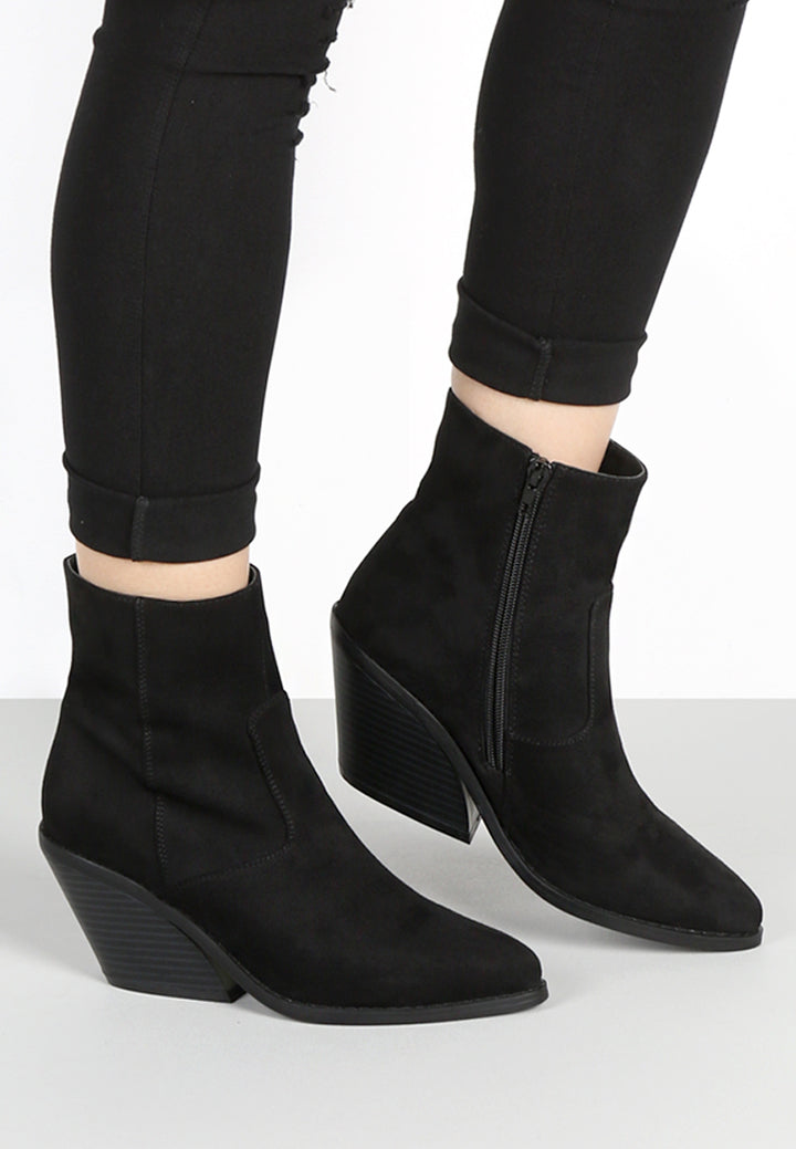 zipper ankle boots#color_black