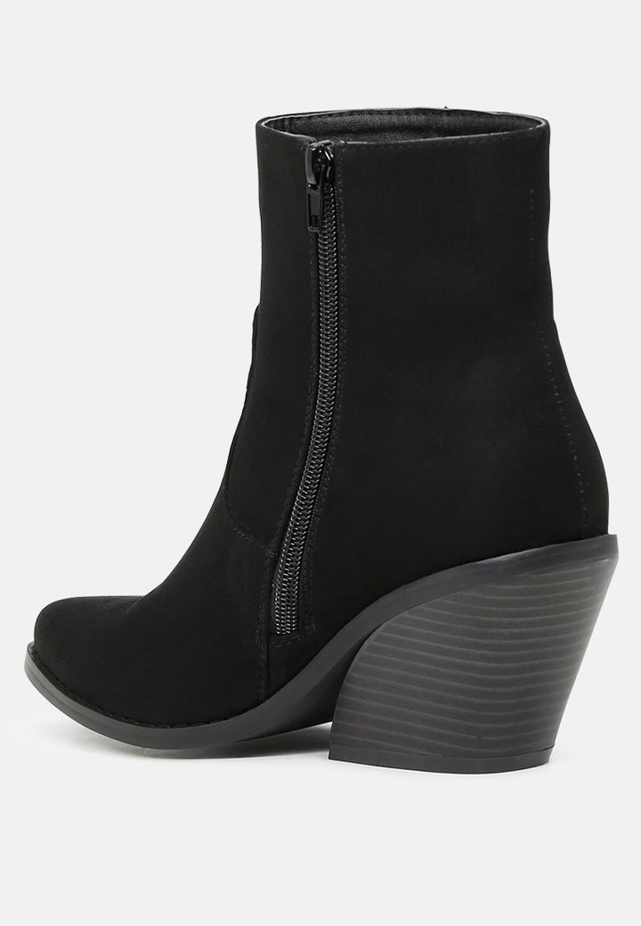 zipper ankle boots#color_black