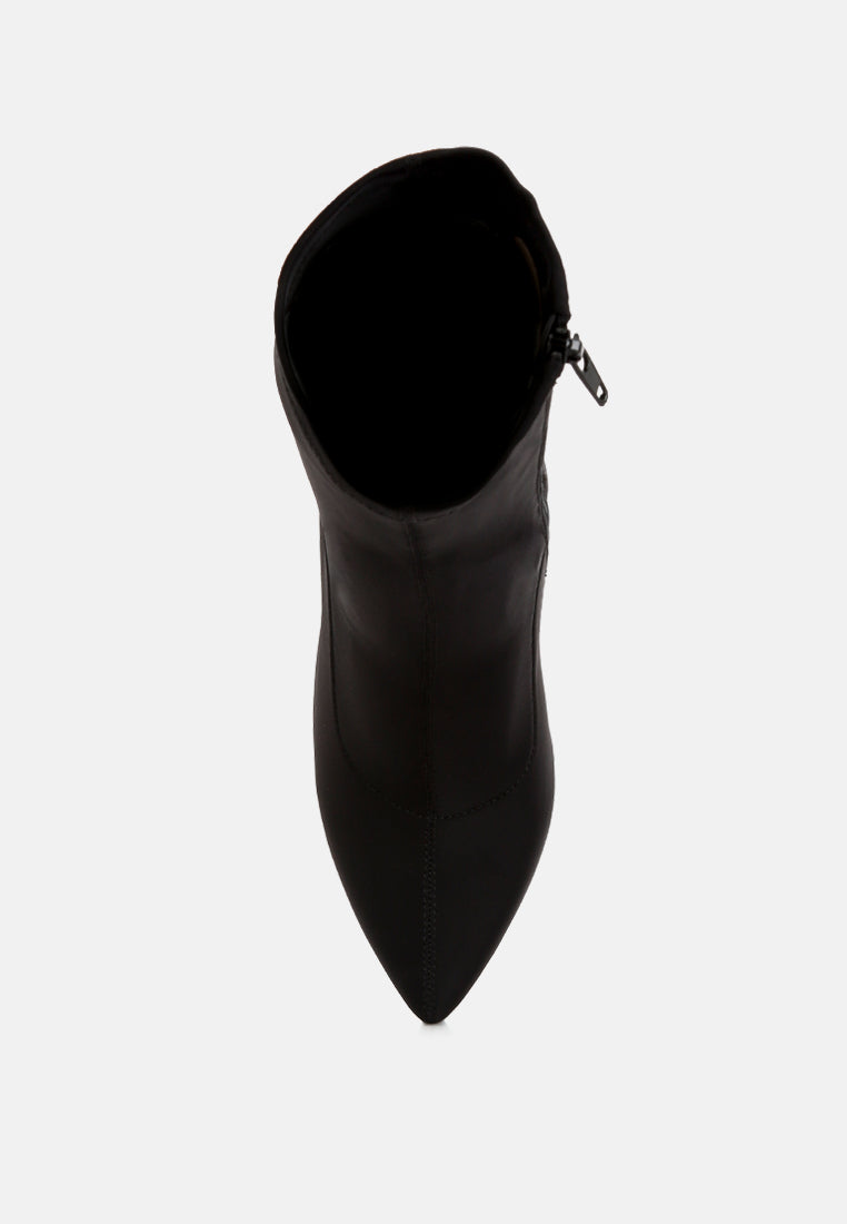 zudio solid mid heel sock boots#color_black