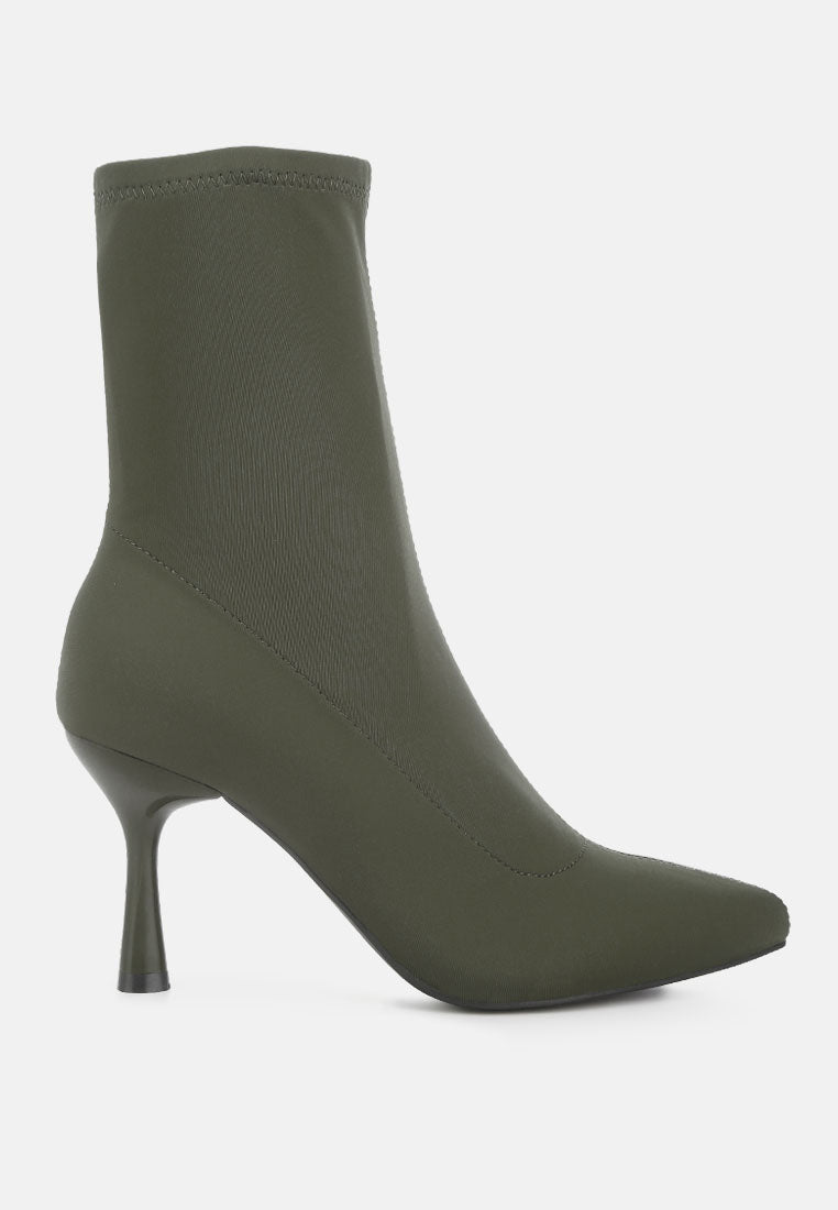 zudio solid mid heel sock boots#color_khaki