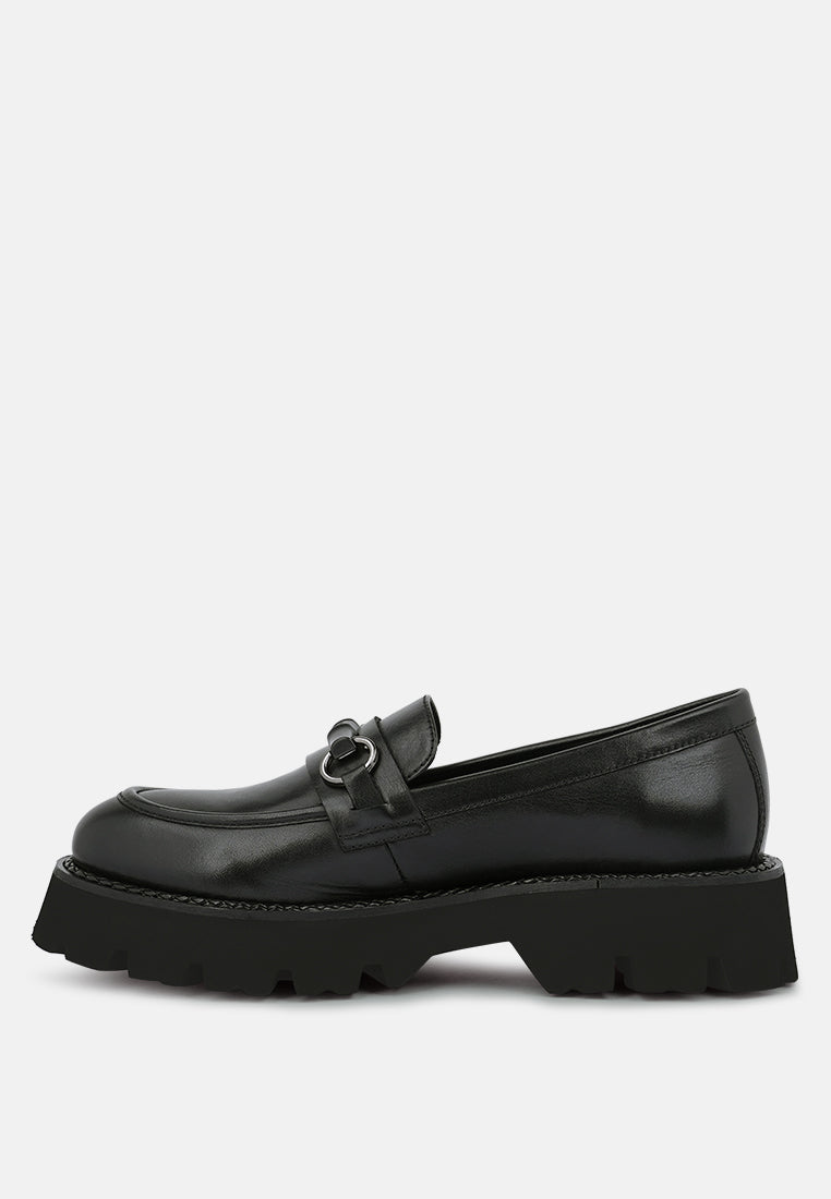 cheviot chunky leather loafers#color_black