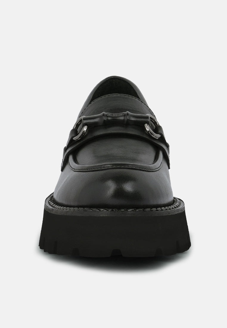 cheviot chunky leather loafers#color_black