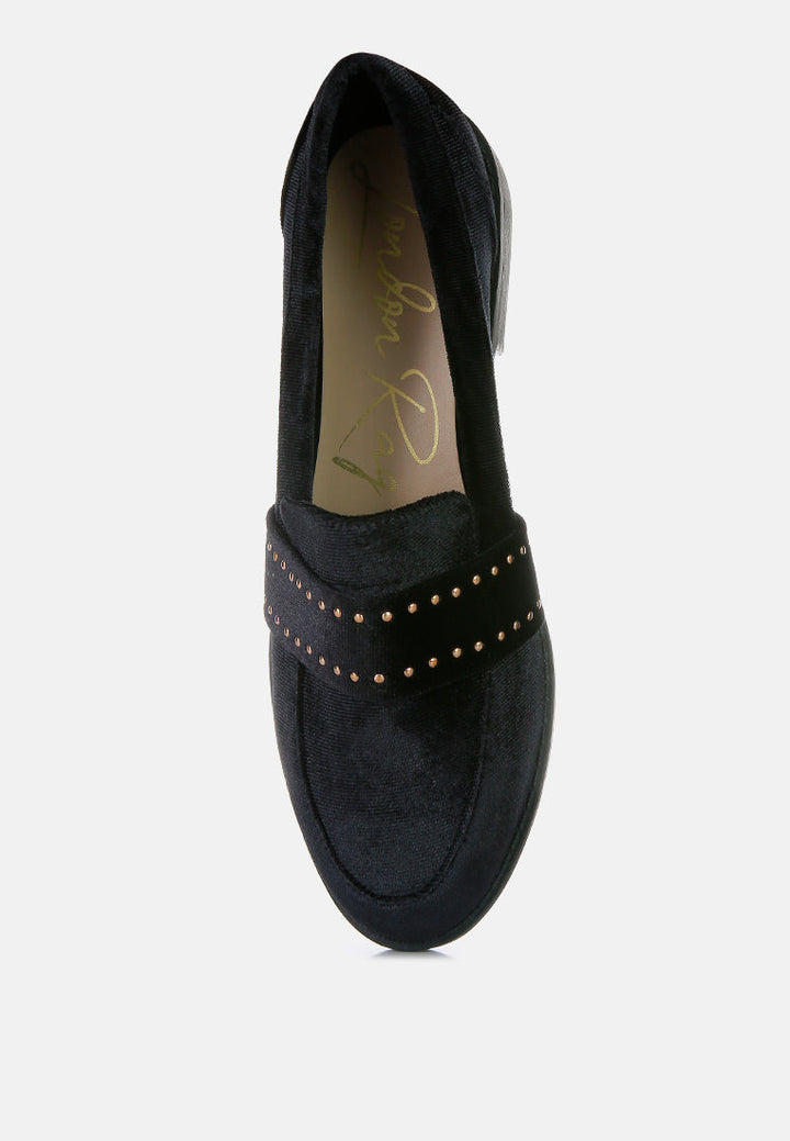 walkin stud detail velvet loafers by ruw#color_black
