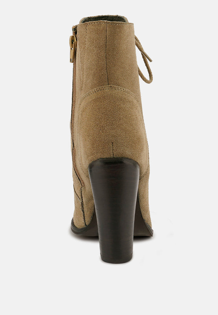 goose-feather antique high heeled ankle boot by ruw#color_beige