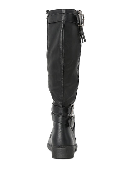 Women's Black Knee High Boots#color_black