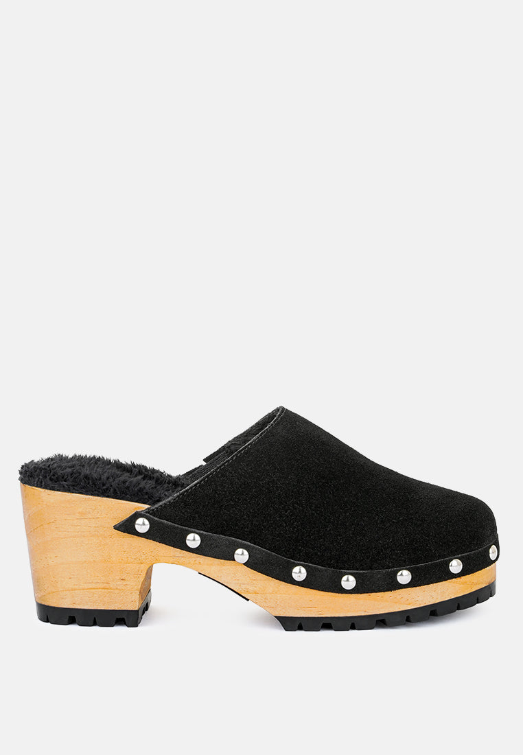 tulley suede clogs mules by ruw#color_black