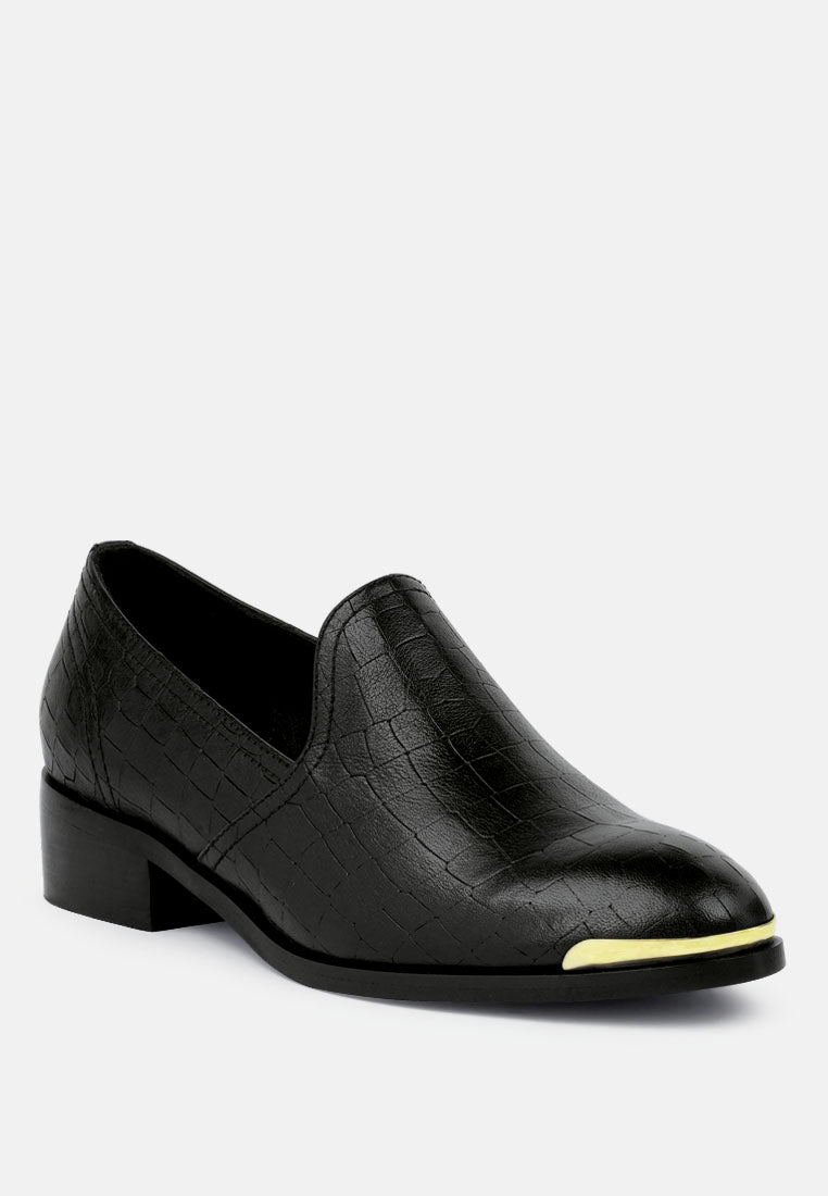 lilliam metal highlight casual leather loafers by ruw#color_black
