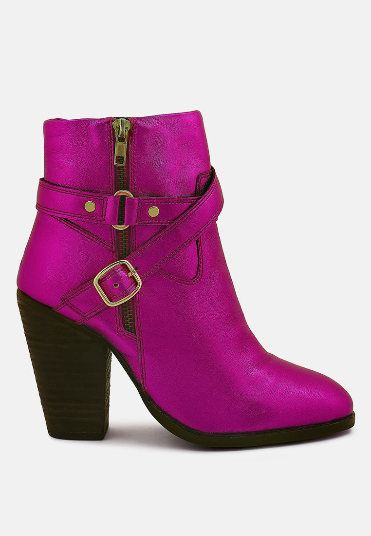 cat-track leather ankle boots by ruw#color_fuchsia