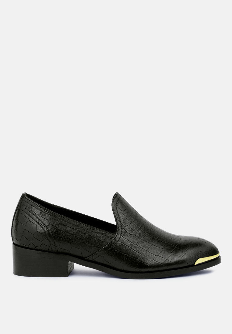 lilliam metal highlight casual leather loafers by ruw#color_black