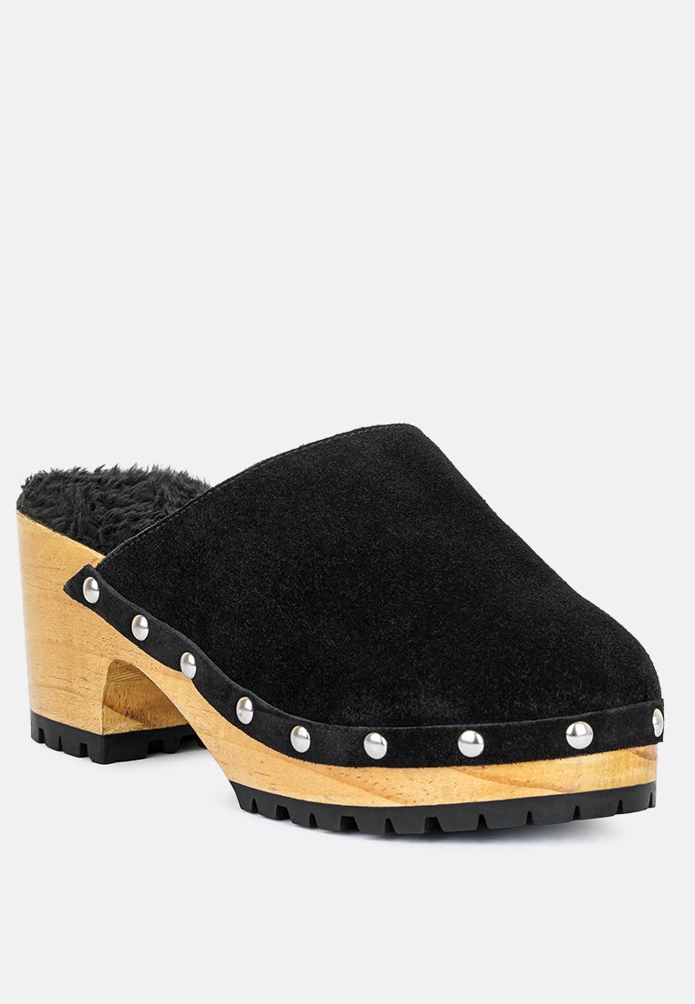 tulley suede clogs mules by ruw#color_black