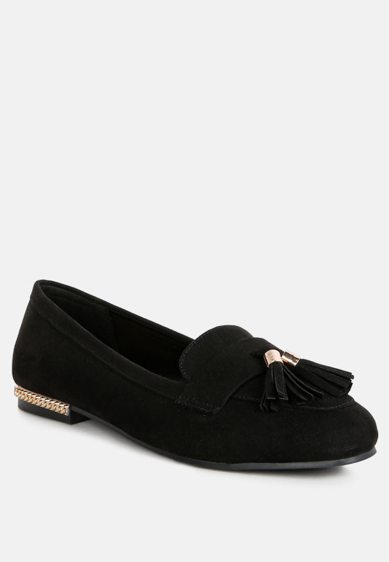 atrika faux suede tassel loafers by ruw#color_black