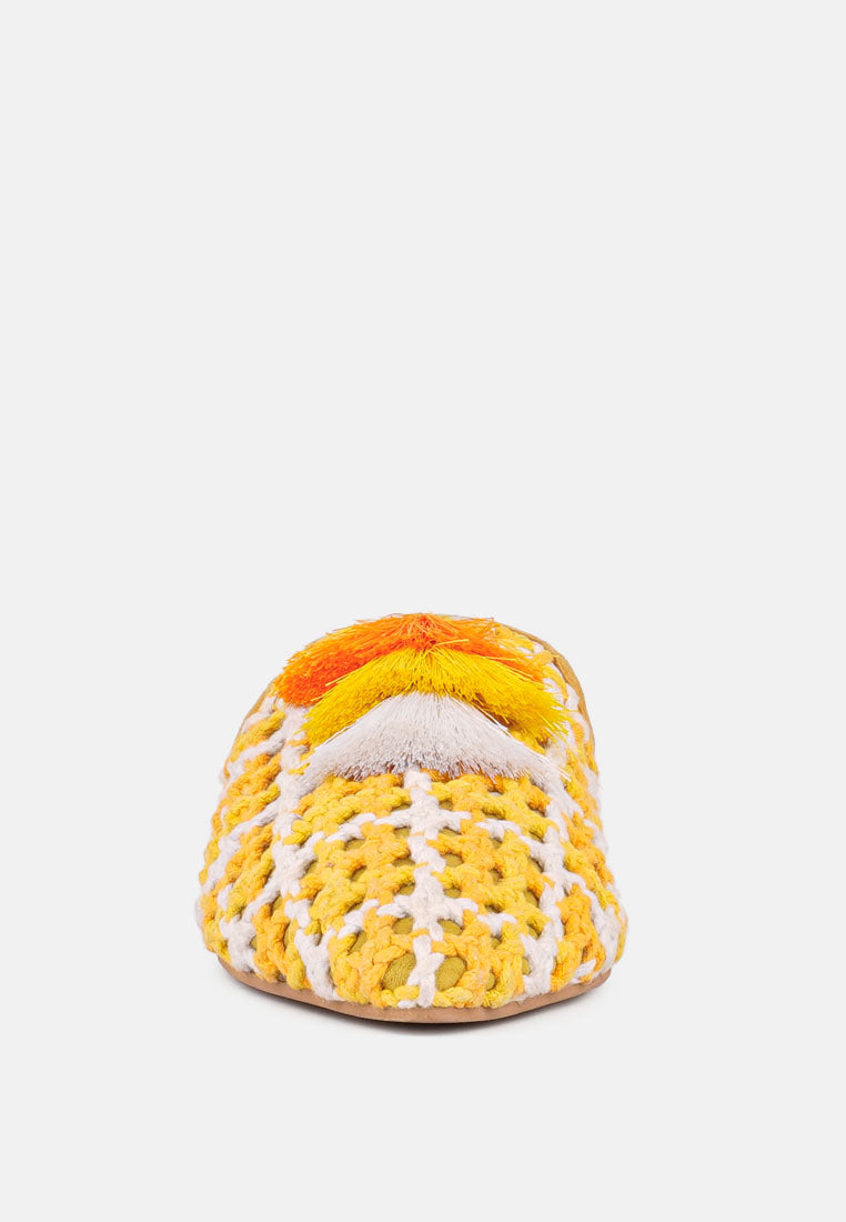 mariana woven flat mules with tassels by ruw#color_yellow