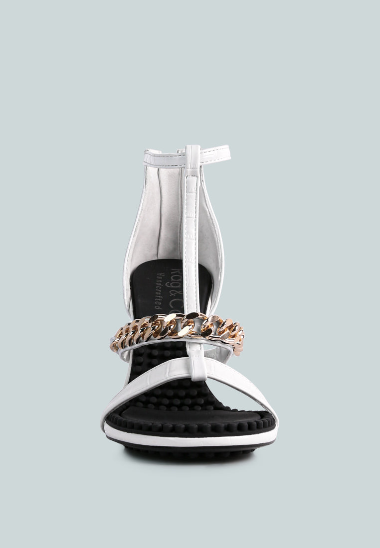 dakota metal chain mid heel sandals#color_white