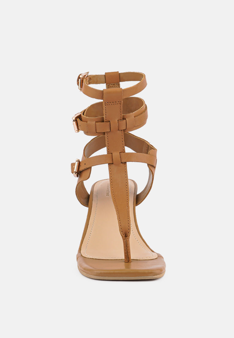 nereid kitten heel cut out gladiator sandals by ruw#color_tan
