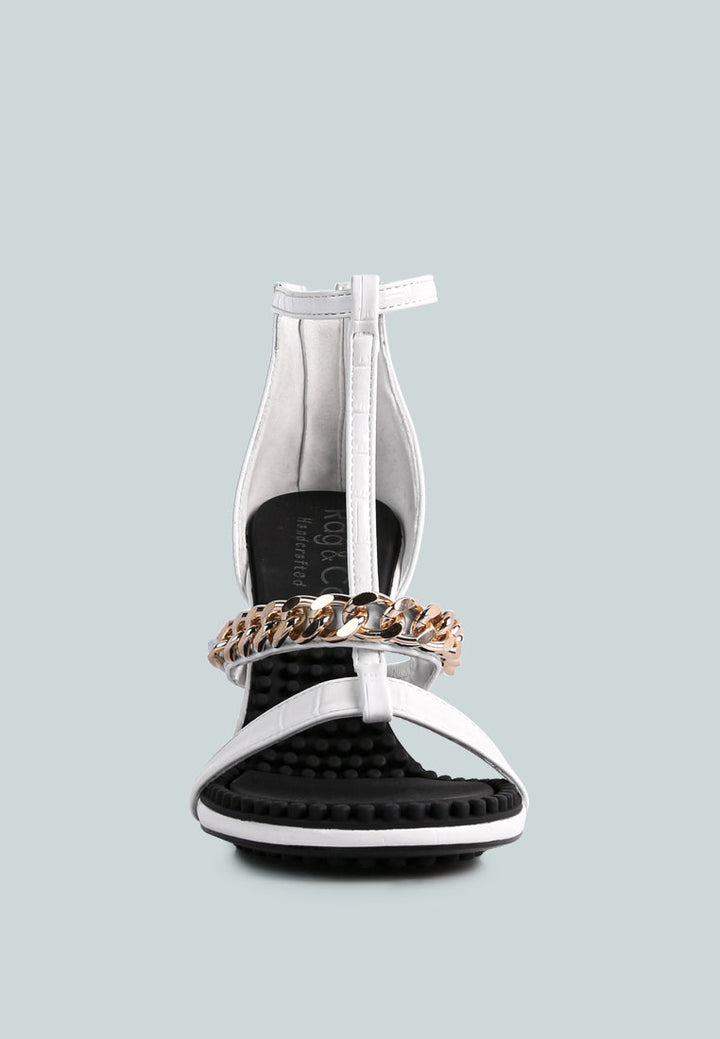 dakota metal chain mid heel sandals by ruw#color_white
