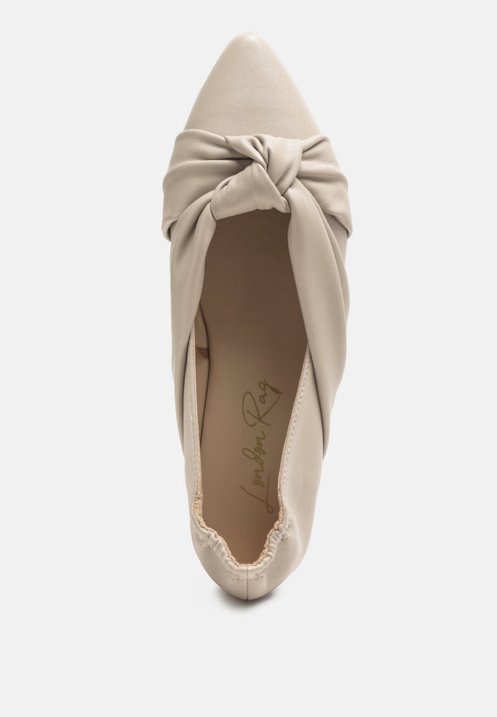 norma knot detail elasticated ballet flats by ruw#color_taupe