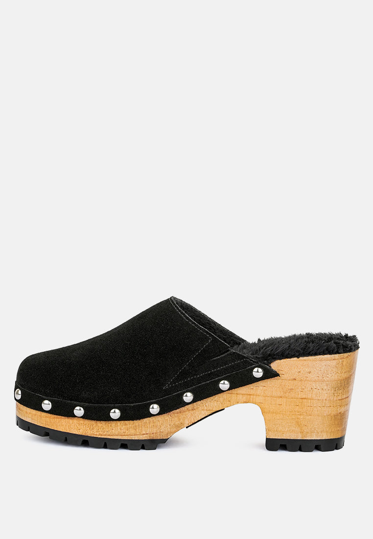 tulley suede clogs mules#color_black