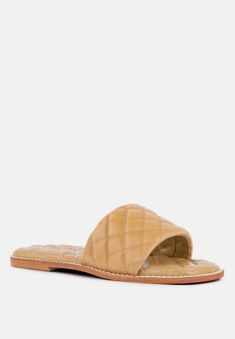odalta handcrafted quilted summer flats by ruw#color_beige