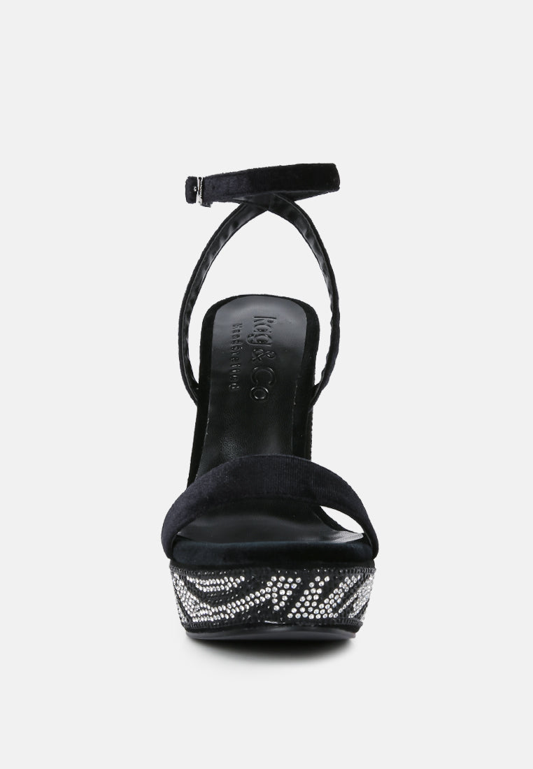 zircon rhinestone patterned high heel sandals by ruw#color_black