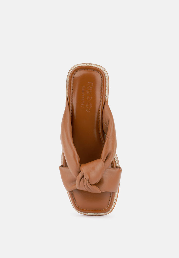 chubs puffy strap sliders flat by ruw#color_tan