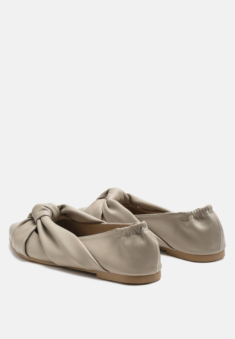 norma knot detail elasticated ballet flats by ruw#color_taupe