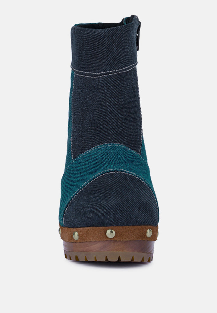 aguar blue denim patchwork ankle boots#color_dark-blue