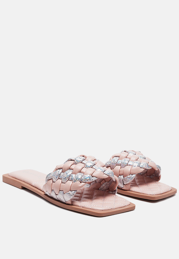 allium metallic woven strap flats by ruw#color_pink