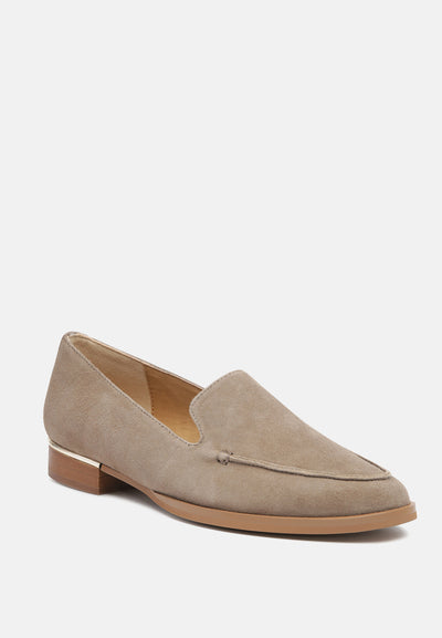 anna suede leather loafers#color_taupe