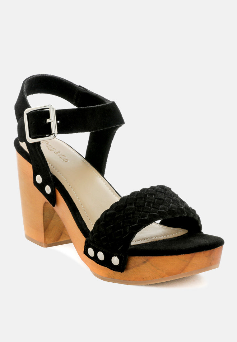 april wooden clogs in suede weave by ruw#color_black