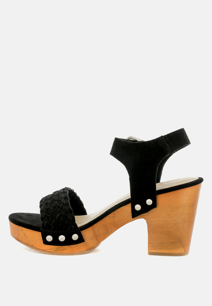 april wooden clogs in suede weave by ruw#color_black