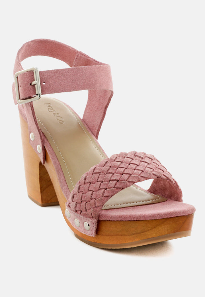 april wooden clogs in suede weave by ruw#color_light-pink