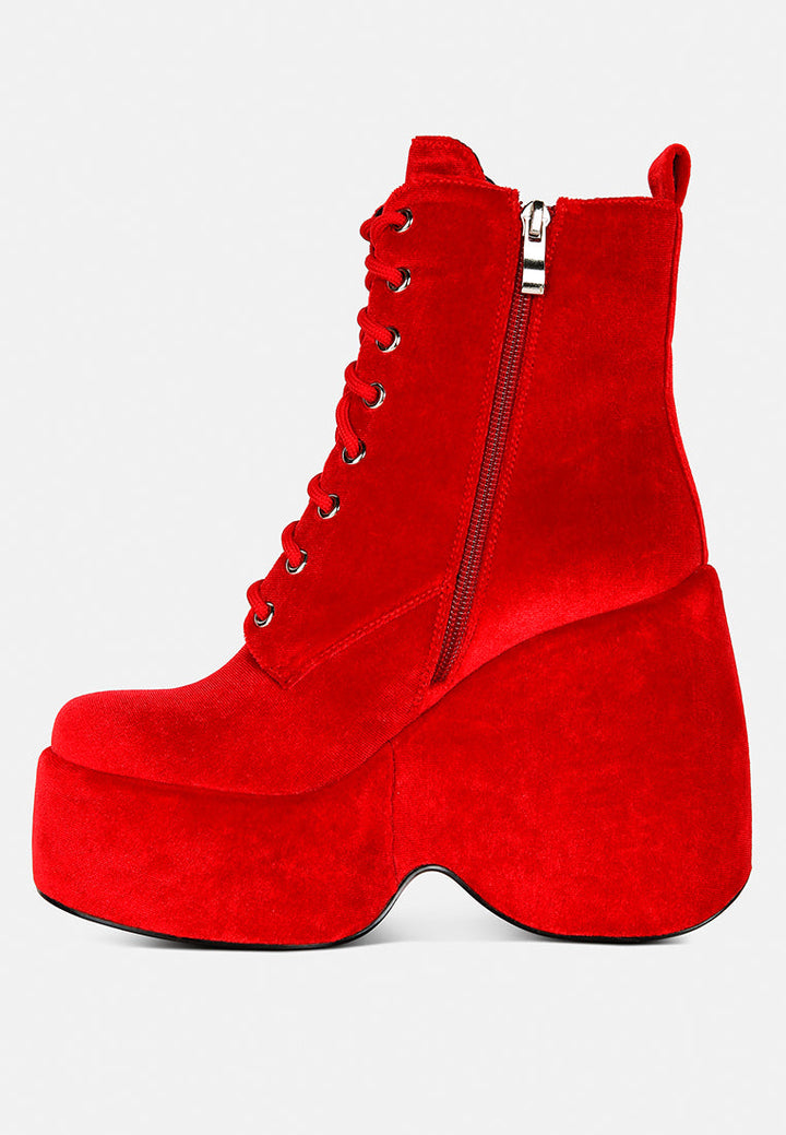 ashcan high platform velvet ankle boots by ruw#color_red