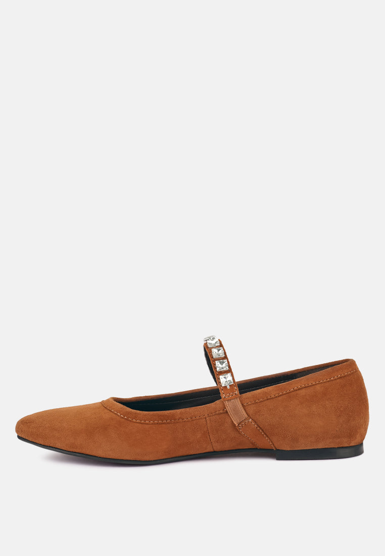 assisi fine suede maryjane ballet flats#color_tan