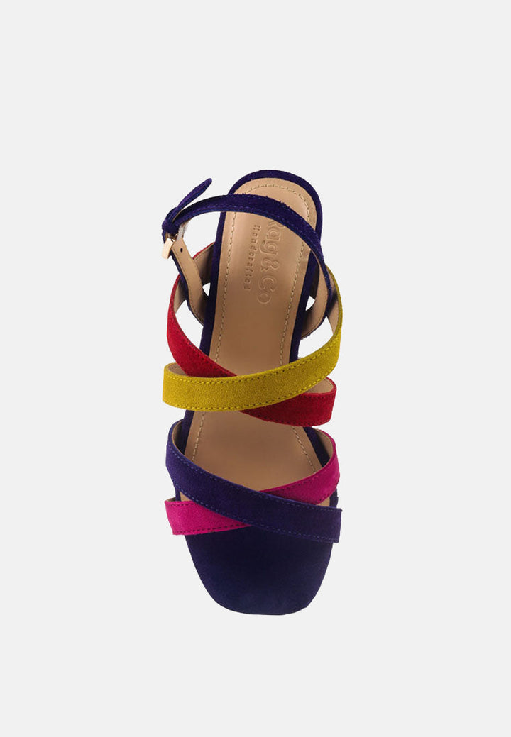 astrid mid heeled block leather sandal by ruw#color_multi