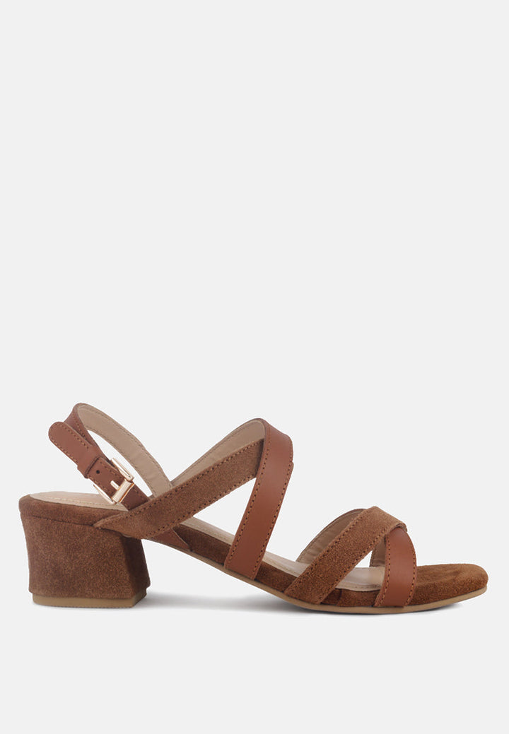 astrid mid heeled block leather sandal by ruw#color_tan