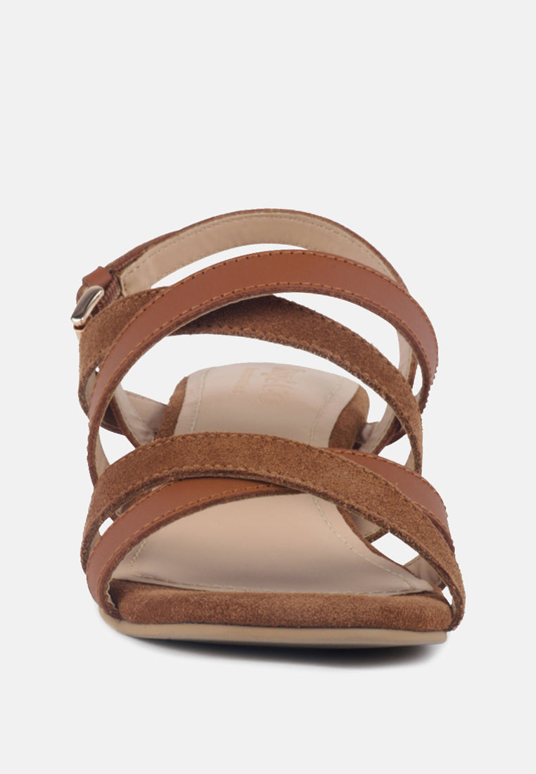 astrid mid heeled block leather sandal#color_tan