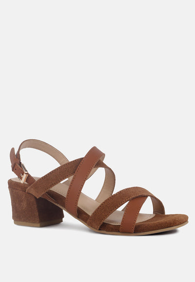 astrid mid heeled block leather sandal#color_tan