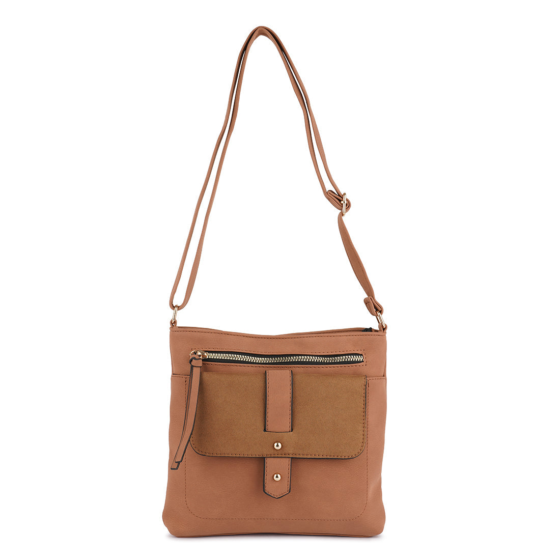 brown pu sling bag#color_brown