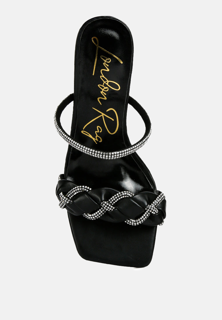 big plan diamante detail mid heel sandals by ruw#color_black