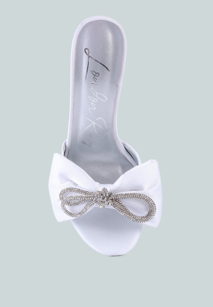 brag in rhinestone embellished bow satin heels by ruw#color_white