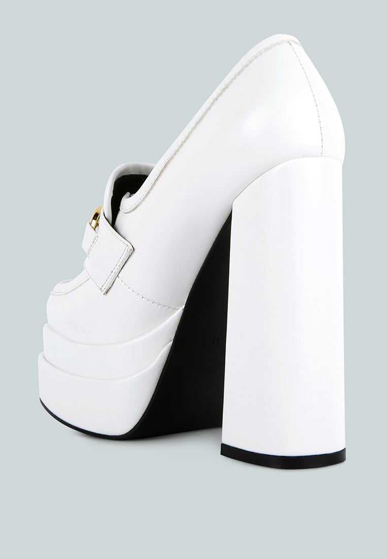 bratz horsebit diamante embellished chunky platform loafers by ruw#color_white
