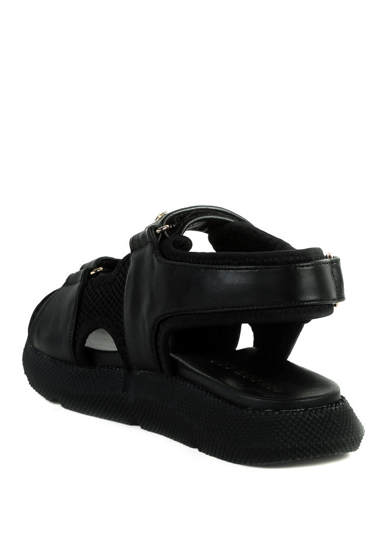 cerys double strap metal studded sandals#color_black