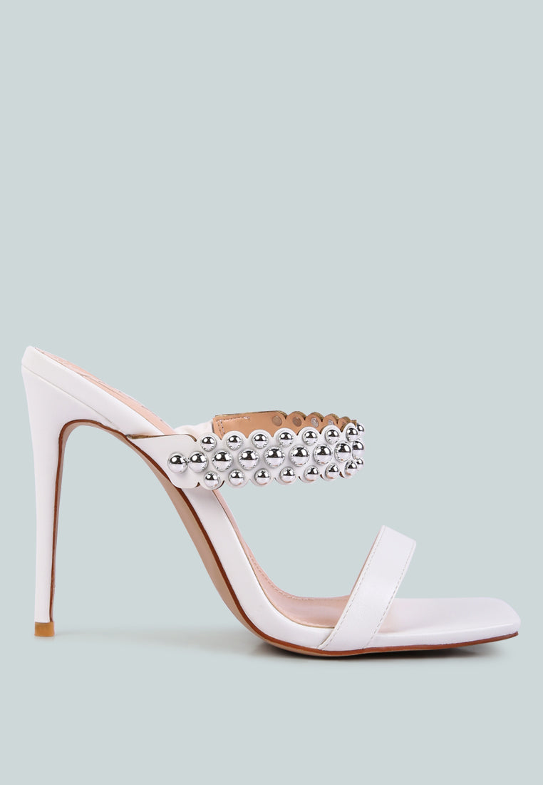 bandy stieletto heel metal stud sandals by ruw#color_white