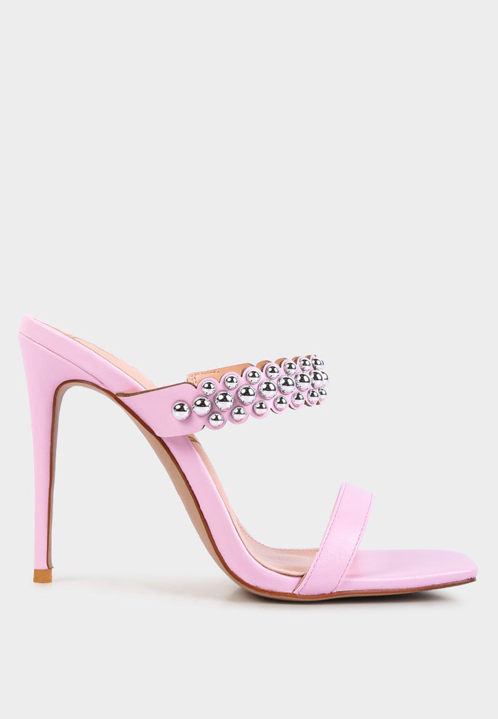 bandy stieletto heel metal stud sandals by ruw#color_pink