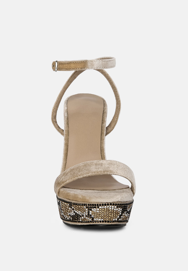 zircon rhinestone patterned high heel sandals by ruw#color_beige