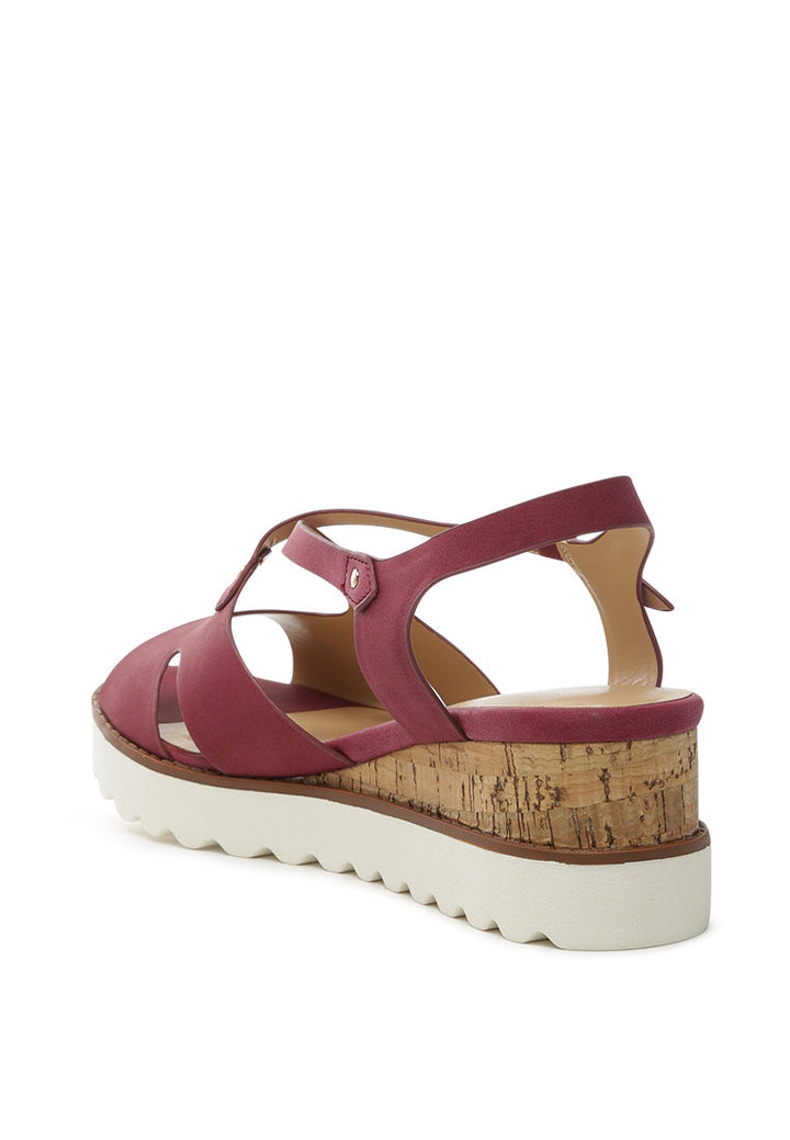 eldora cork wedge sandals#color_berry
